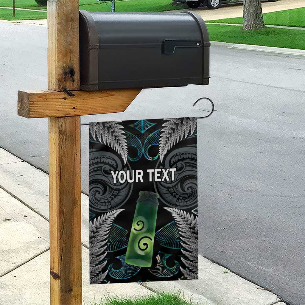 Personalised New Zealand Toki Garden Flag Silver Fern Mix Aotearoa Maori Pattern