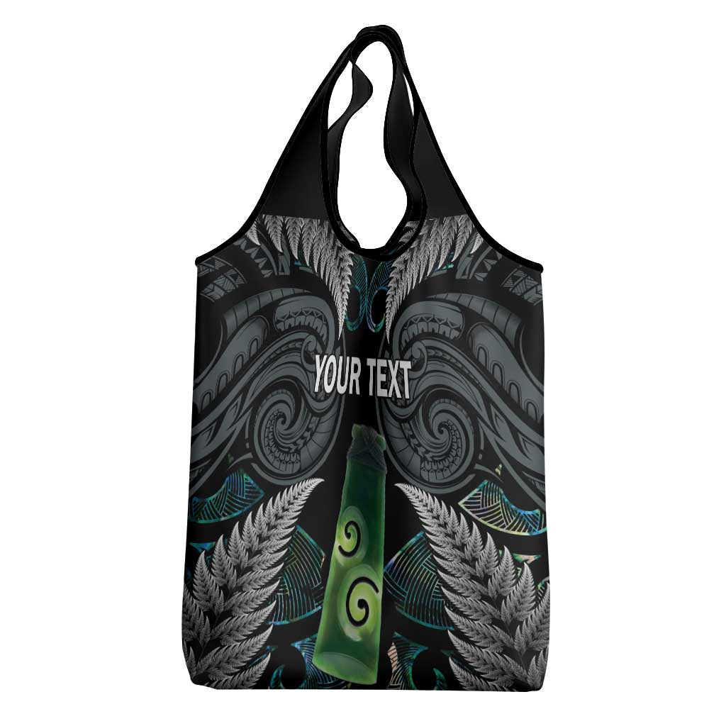 Personalised New Zealand Toki Grocery Bag Silver Fern Mix Aotearoa Maori Pattern