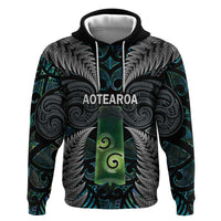 Personalised New Zealand Toki Hoodie Silver Fern Mix Aotearoa Maori Pattern