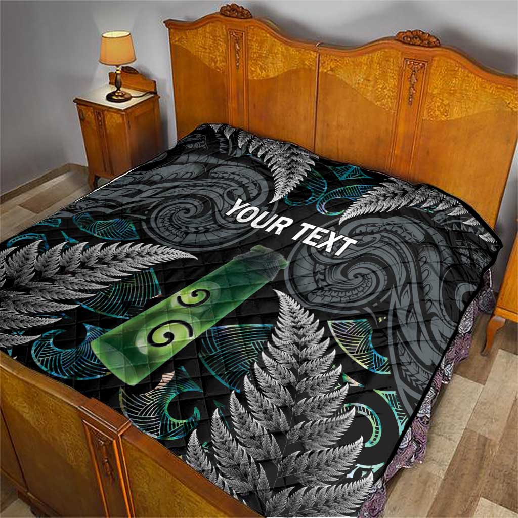Personalised New Zealand Toki Quilt Silver Fern Mix Aotearoa Maori Pattern