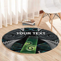Personalised New Zealand Toki Round Carpet Silver Fern Mix Aotearoa Maori Pattern