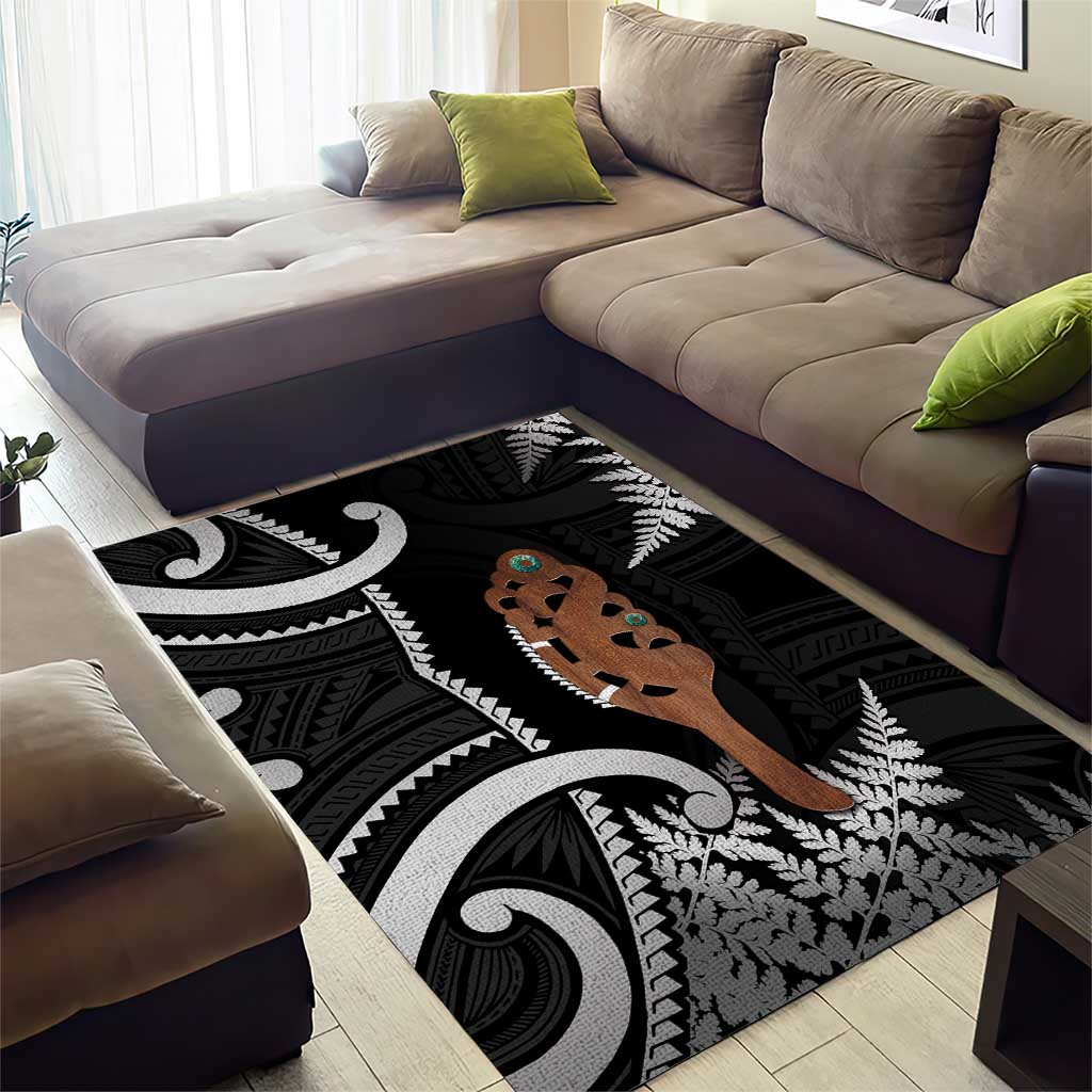 New Zealand Maripi Area Rug Silver Fern Mix Aotearoa Maori Pattern