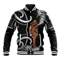 New Zealand Maripi Baseball Jacket Silver Fern Mix Aotearoa Maori Pattern