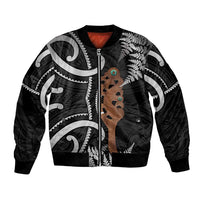 New Zealand Maripi Bomber Jacket Silver Fern Mix Aotearoa Maori Pattern