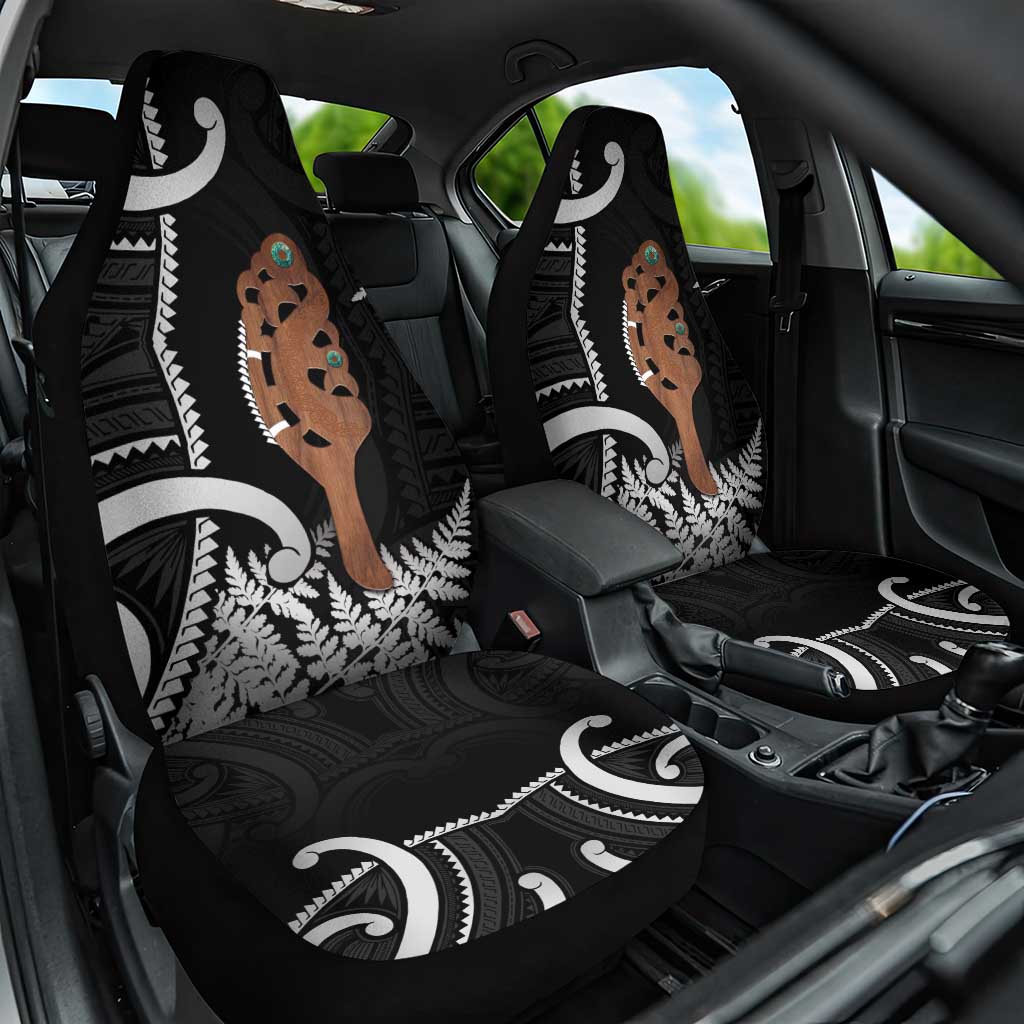 New Zealand Maripi Car Seat Cover Silver Fern Mix Aotearoa Maori Pattern