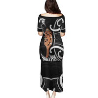 New Zealand Maripi Family Matching Puletasi and Hawaiian Shirt Silver Fern Mix Aotearoa Maori Pattern