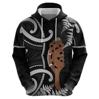 New Zealand Maripi Hoodie Silver Fern Mix Aotearoa Maori Pattern