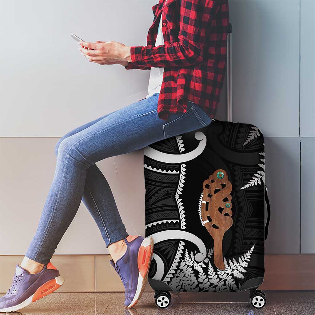 New Zealand Maripi Luggage Cover Silver Fern Mix Aotearoa Maori Pattern