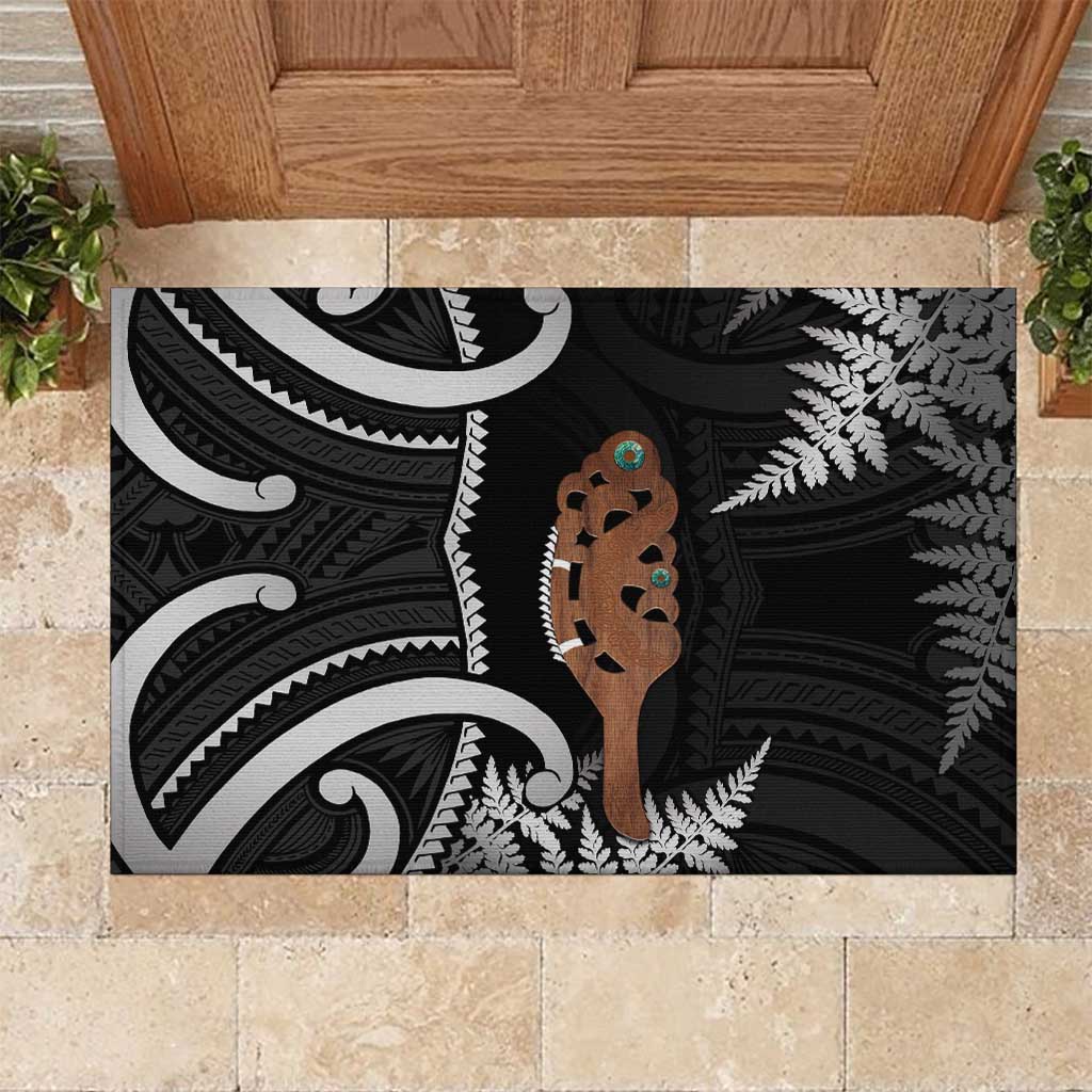 New Zealand Maripi Rubber Doormat Silver Fern Mix Aotearoa Maori Pattern