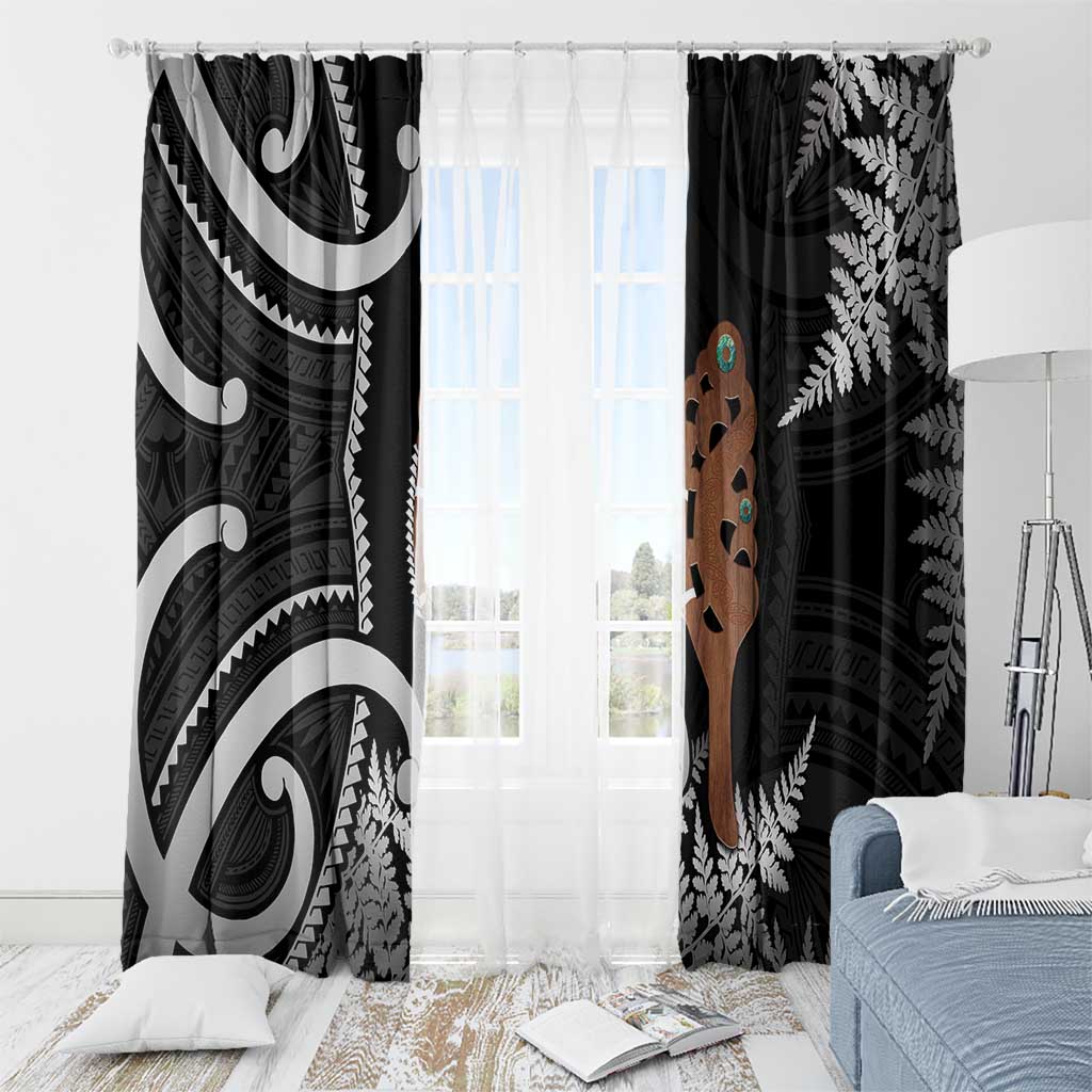 New Zealand Maripi Window Curtain Silver Fern Mix Aotearoa Maori Pattern
