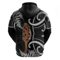 New Zealand Maripi Zip Hoodie Silver Fern Mix Aotearoa Maori Pattern LT14 - Polynesian Pride