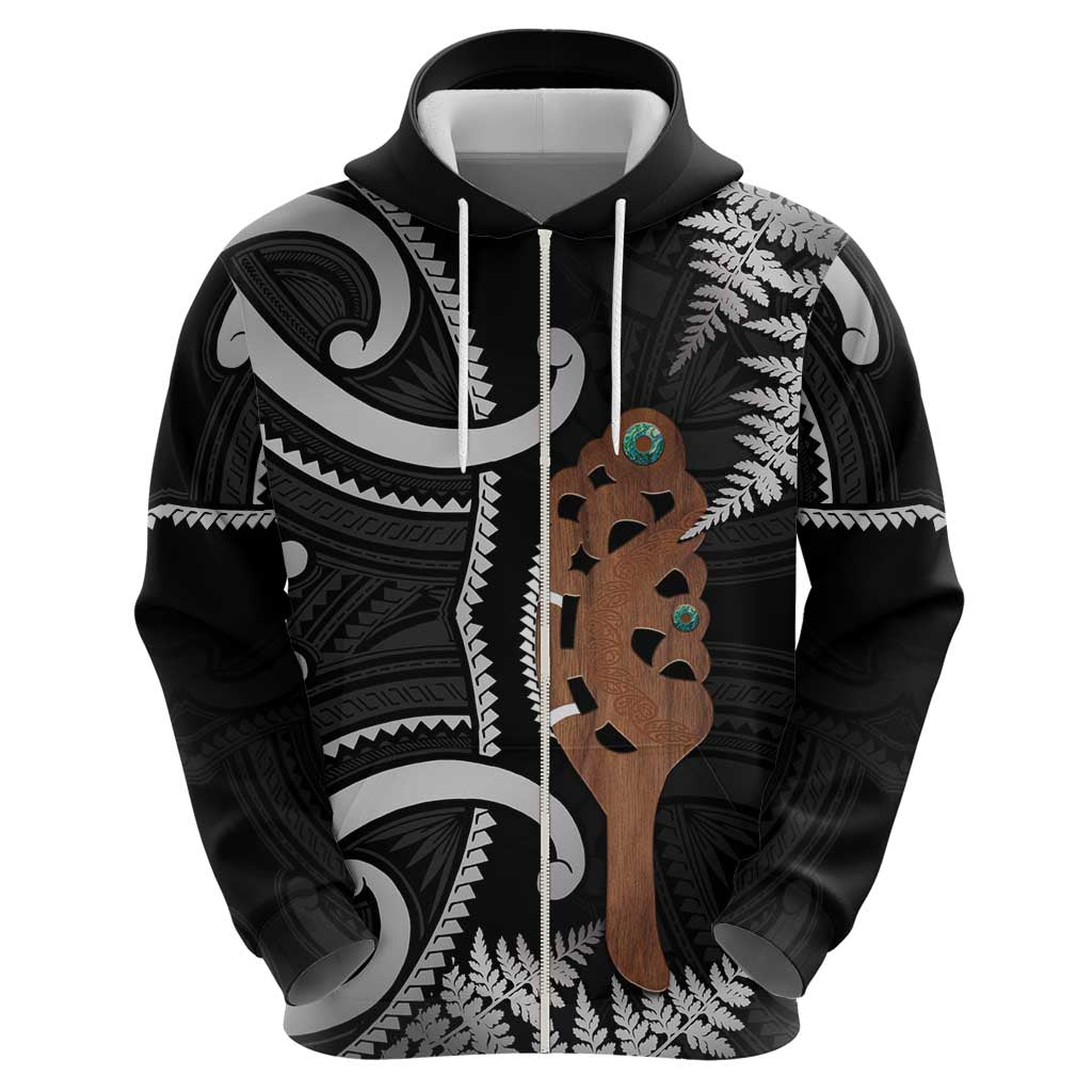 New Zealand Maripi Zip Hoodie Silver Fern Mix Aotearoa Maori Pattern LT14 - Polynesian Pride