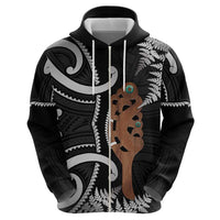 New Zealand Maripi Zip Hoodie Silver Fern Mix Aotearoa Maori Pattern LT14 - Polynesian Pride