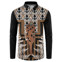 New Zealand Button Sweatshirt Maori Maripi Knife With Poutama Art