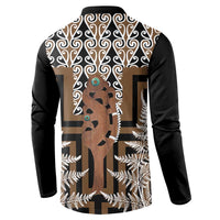 New Zealand Button Sweatshirt Maori Maripi Knife With Poutama Art