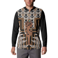 New Zealand Button Sweatshirt Maori Maripi Knife With Poutama Art