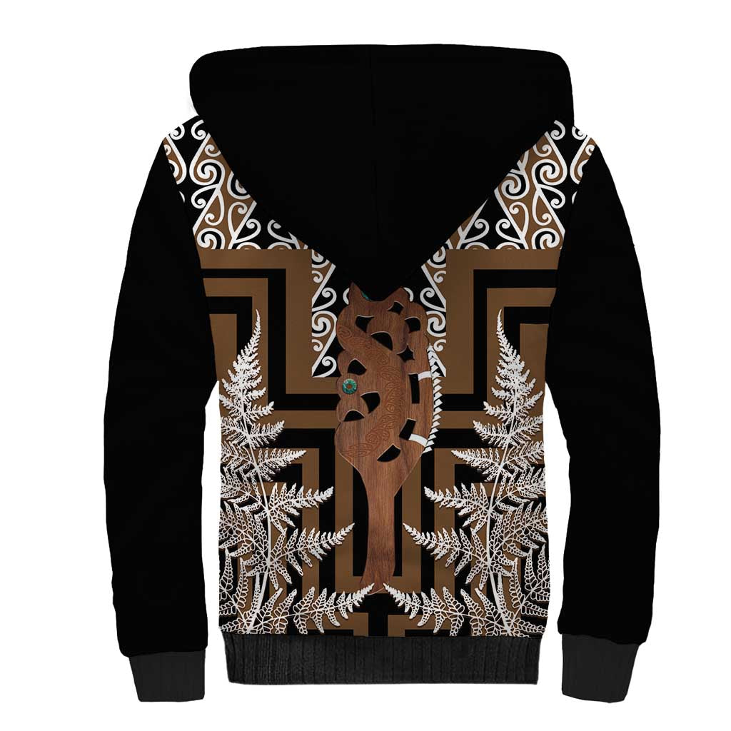 New Zealand Sherpa Hoodie Maori Maripi Knife With Poutama Art