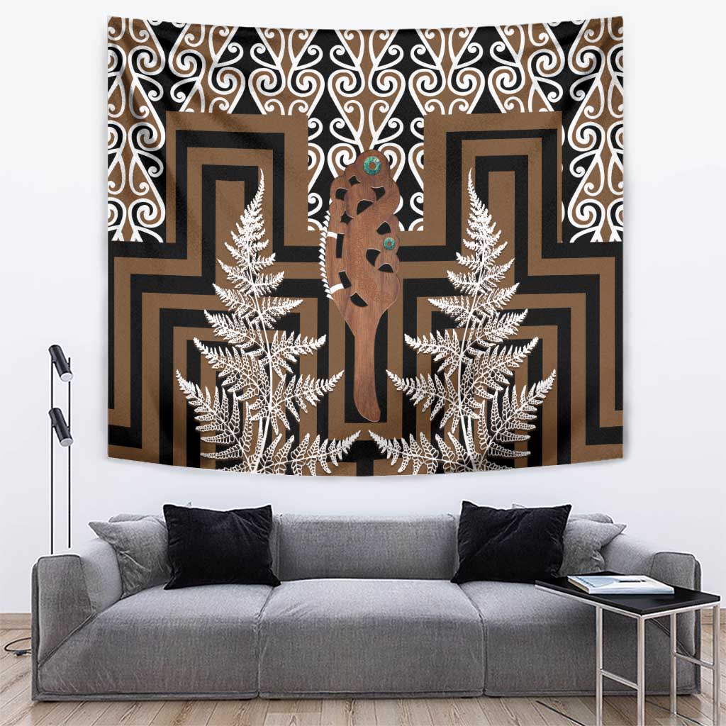 New Zealand Tapestry Maori Maripi Knife With Poutama Art LT14 Brown - Polynesian Pride