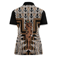 New Zealand Women Polo Shirt Maori Maripi Knife With Poutama Art
