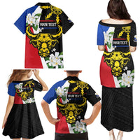 Personalised Philippines Carabao Family Matching Puletasi and Hawaiian Shirt Filipino Sun Mix Sampaguita Flower