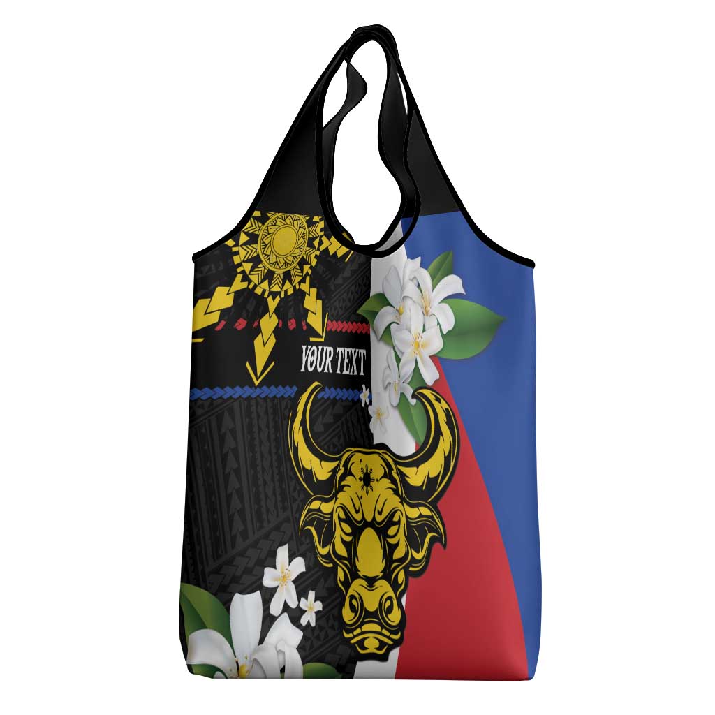 Personalised Philippines Carabao Grocery Bag Filipino Sun Mix Sampaguita Flower