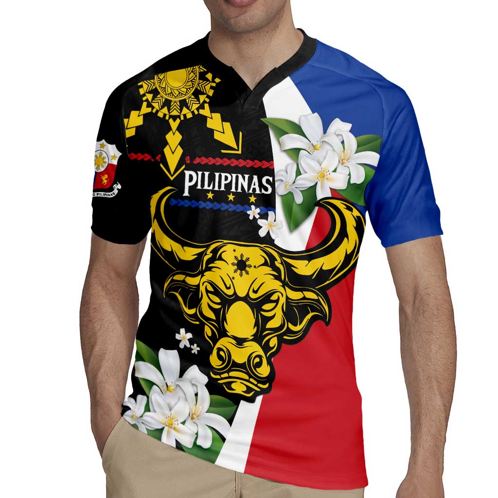 Personalised Philippines Carabao Rugby Jersey Filipino Sun Mix Sampaguita Flower