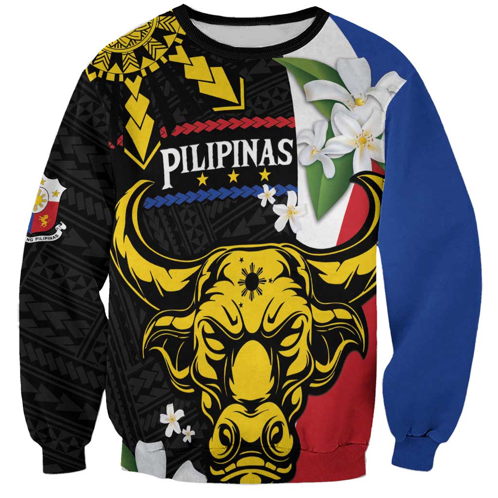 Personalised Philippines Carabao Sweatshirt Filipino Sun Mix Sampaguita Flower