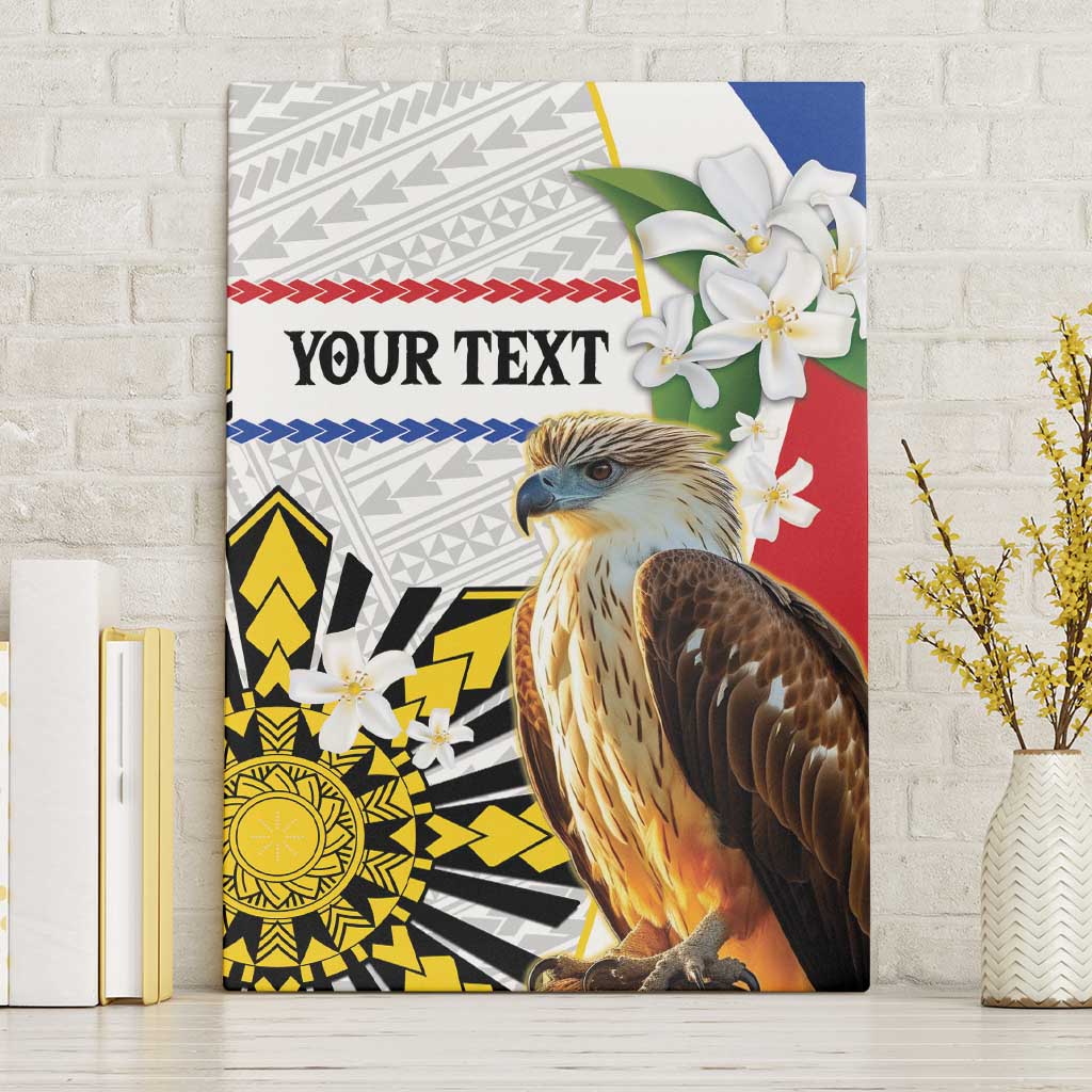 Personalised Philippines Eagle Canvas Wall Art Filipino Sun Mix Sampaguita Flower LT14 Without Frame White - Polynesian Pride