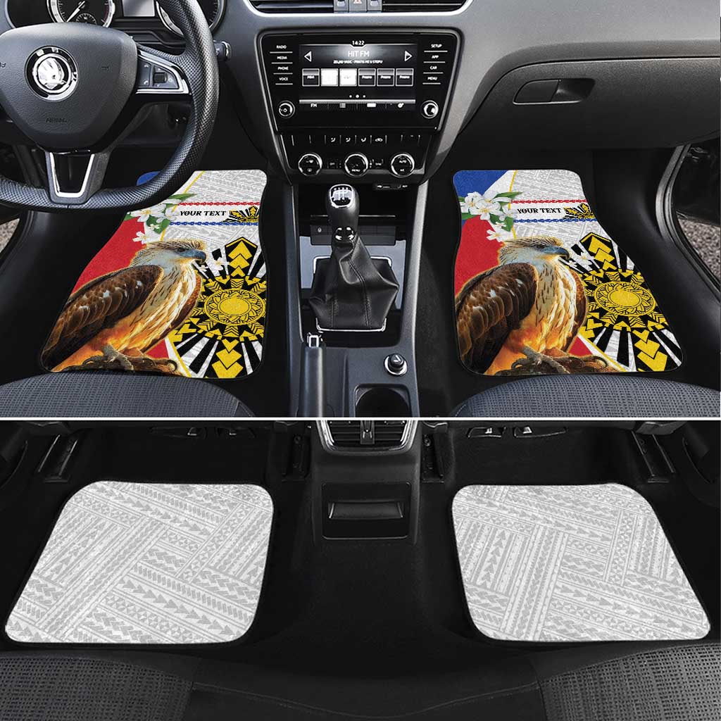 Personalised Philippines Eagle Car Mats Filipino Sun Mix Sampaguita Flower LT14 Set 4pcs White - Polynesian Pride