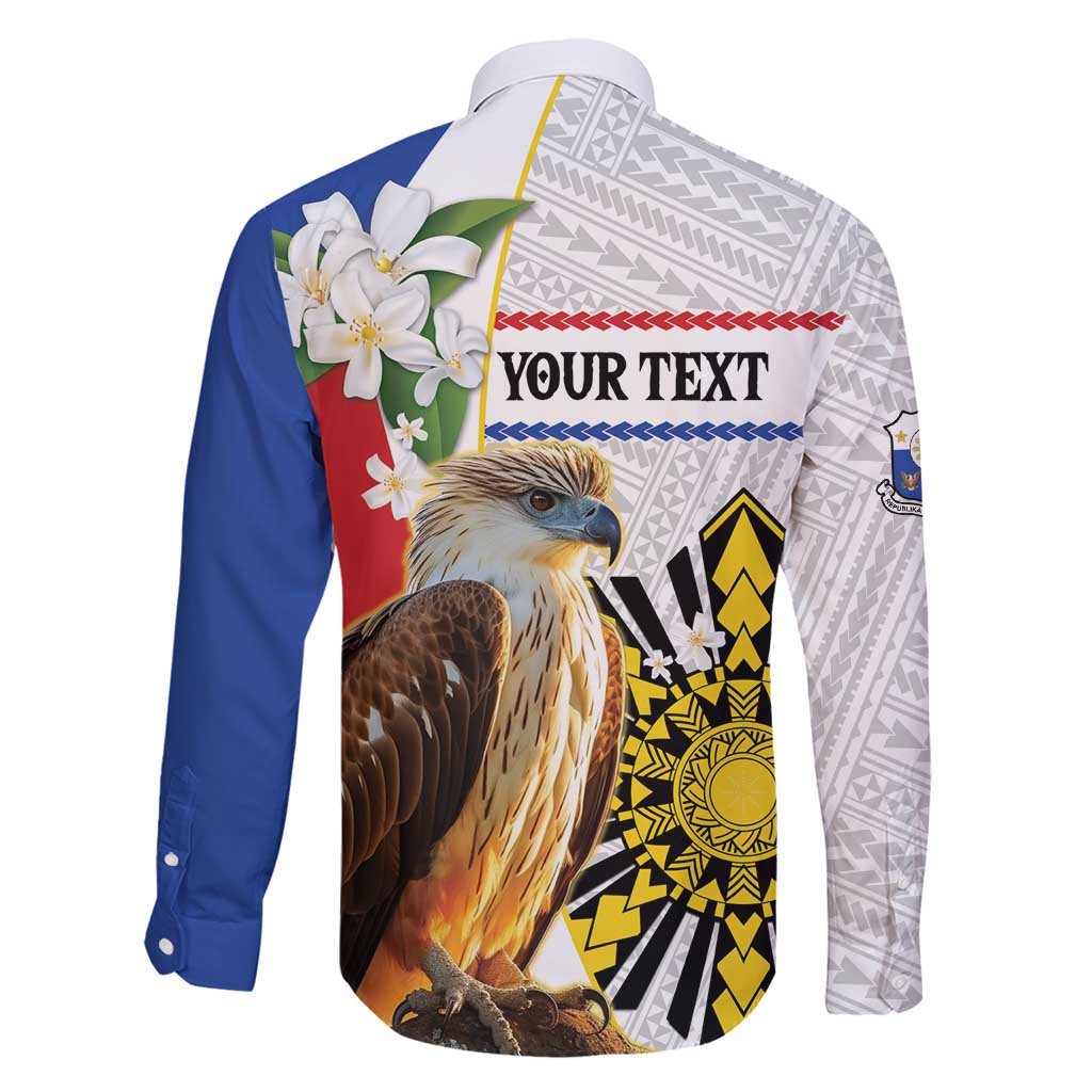 Personalised Philippines Eagle Family Matching Long Sleeve Bodycon Dress and Hawaiian Shirt Filipino Sun Mix Sampaguita Flower