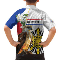 Personalised Philippines Eagle Family Matching Summer Maxi Dress and Hawaiian Shirt Filipino Sun Mix Sampaguita Flower LT14 - Polynesian Pride