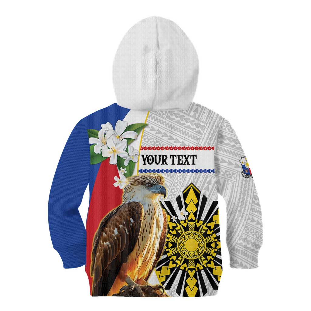 Personalised Philippines Eagle Kid Hoodie Filipino Sun Mix Sampaguita Flower
