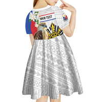 Personalised Philippines Eagle Kid Short Sleeve Dress Filipino Sun Mix Sampaguita Flower