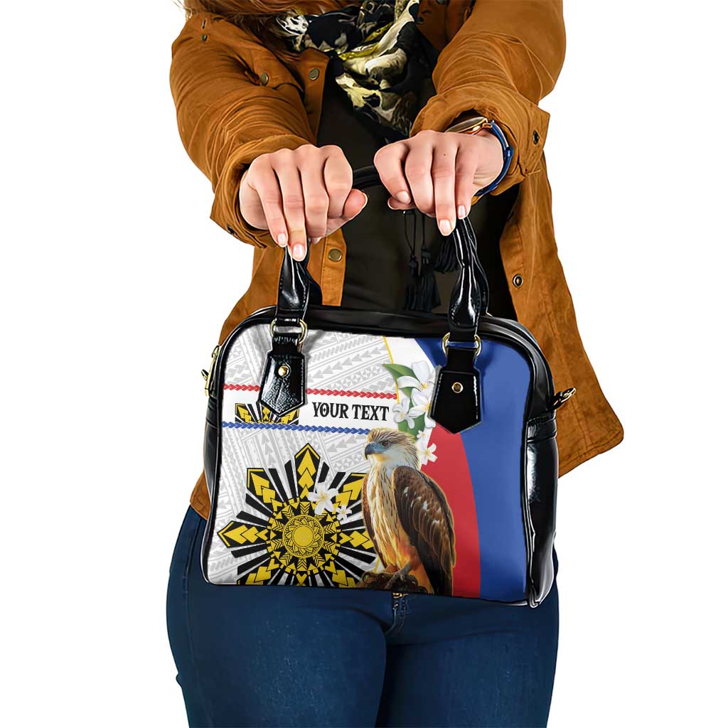 Personalised Philippines Eagle Shoulder Handbag Filipino Sun Mix Sampaguita Flower LT14 One Size White - Polynesian Pride