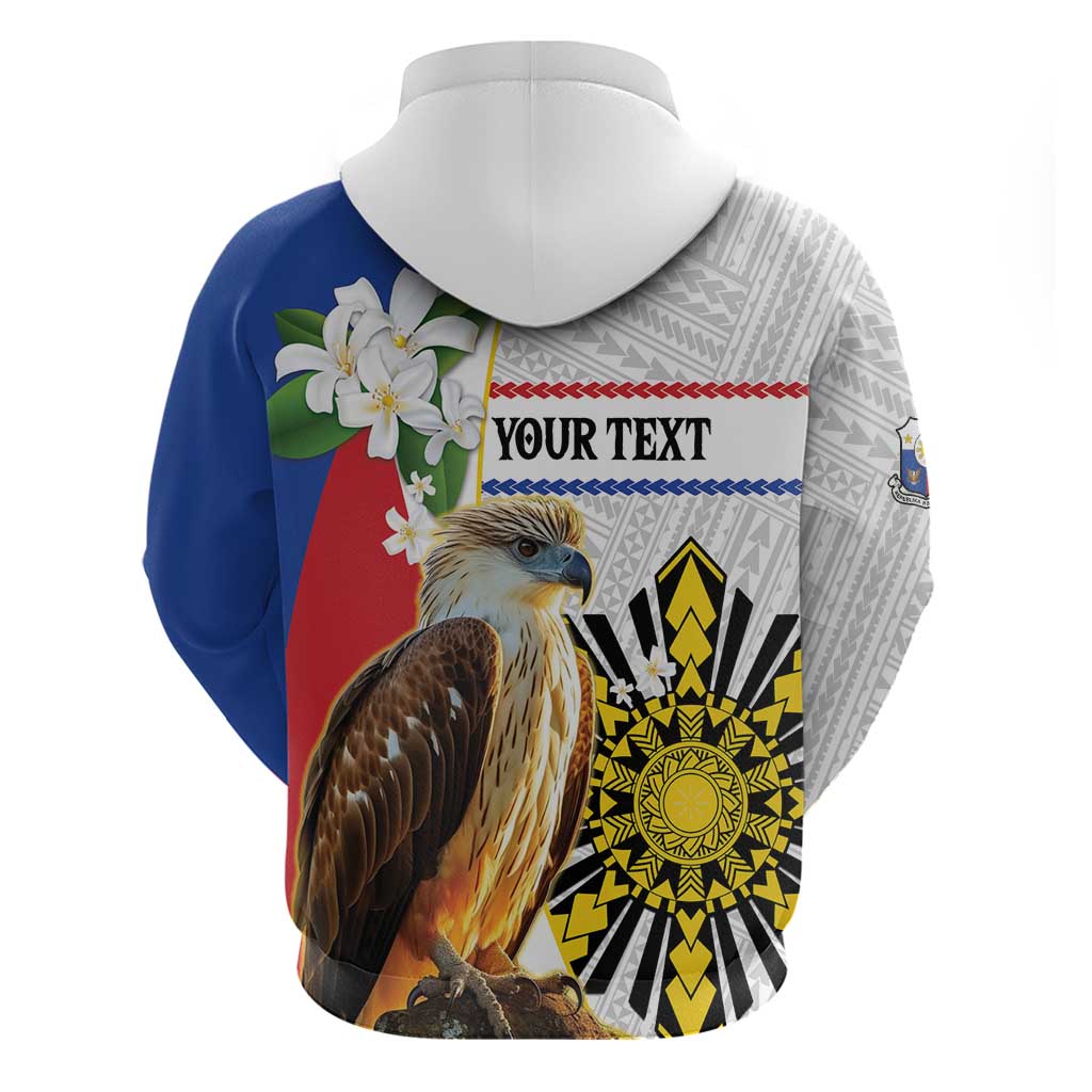 Personalised Philippines Eagle Zip Hoodie Filipino Sun Mix Sampaguita Flower LT14 - Polynesian Pride