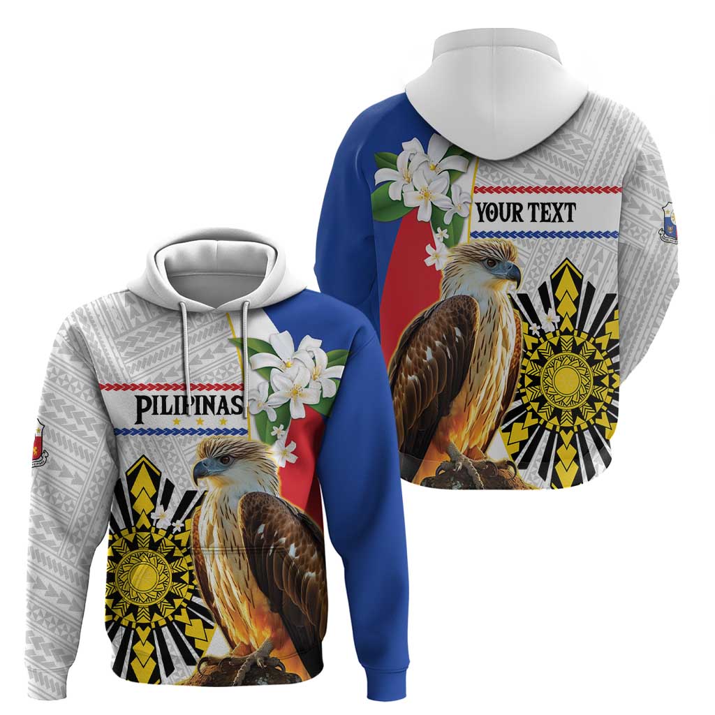 Personalised Philippines Eagle Zip Hoodie Filipino Sun Mix Sampaguita Flower LT14 - Polynesian Pride