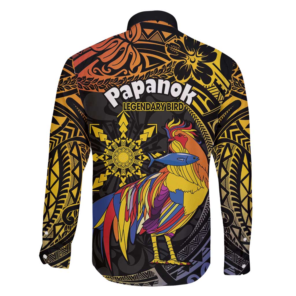 Philippines Sarimanok Family Matching Long Sleeve Bodycon Dress and Hawaiian Shirt Papanok Legendary Bird Okir Polynesian Pattern LT14 - Polynesian Pride
