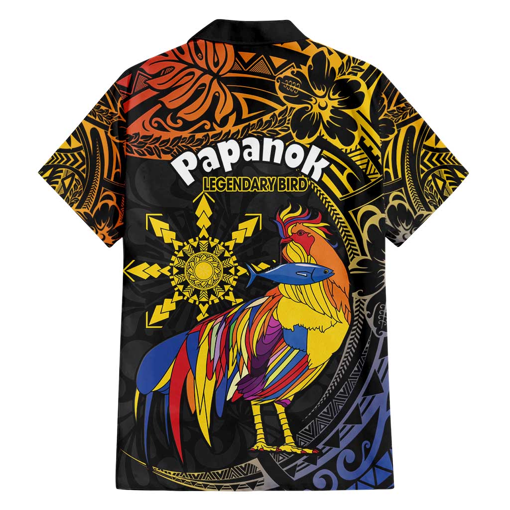 Philippines Sarimanok Family Matching Short Sleeve Bodycon Dress and Hawaiian Shirt Papanok Legendary Bird Okir Polynesian Pattern