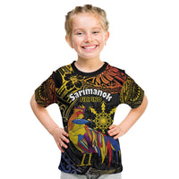 Philippines Sarimanok Kid T Shirt Papanok Legendary Bird Okir Polynesian Pattern