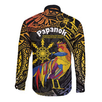Philippines Sarimanok Long Sleeve Button Shirt Papanok Legendary Bird Okir Polynesian Pattern LT14 - Polynesian Pride
