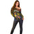 Philippines Sarimanok Off Shoulder Sweater Papanok Legendary Bird Okir Polynesian Pattern