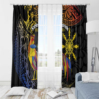Philippines Sarimanok Window Curtain Papanok Legendary Bird Okir Polynesian Pattern