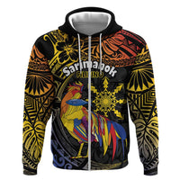 Philippines Sarimanok Zip Hoodie Papanok Legendary Bird Okir Polynesian Pattern LT14 Zip Hoodie Black - Polynesian Pride
