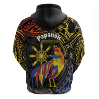 Philippines Sarimanok Zip Hoodie Papanok Legendary Bird Okir Polynesian Pattern LT14 - Polynesian Pride