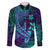 Purple Polynesian Family Matching Long Sleeve Bodycon Dress and Hawaiian Shirt Tribal Hammerhead Shark LT14