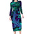 Purple Polynesian Family Matching Long Sleeve Bodycon Dress and Hawaiian Shirt Tribal Hammerhead Shark LT14