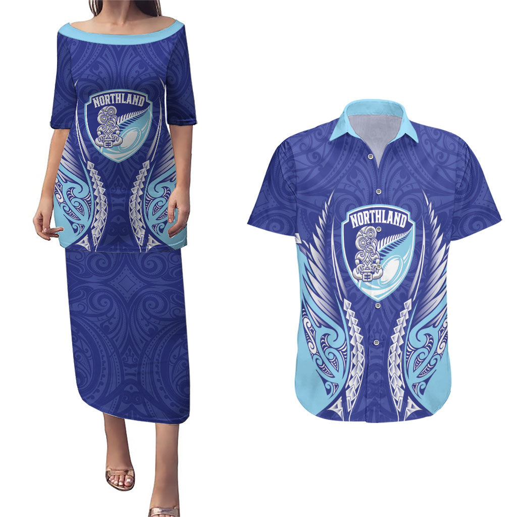 Northland 2026 Rugby Custom Couples Matching Puletasi and Hawaiian Shirt NZ Maori Silver Fern