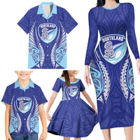 Northland 2026 Rugby Custom Family Matching Long Sleeve Bodycon Dress and Hawaiian Shirt NZ Maori Silver Fern