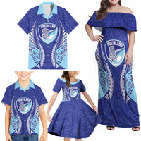 Northland 2026 Rugby Custom Family Matching Off Shoulder Maxi Dress and Hawaiian Shirt NZ Maori Silver Fern