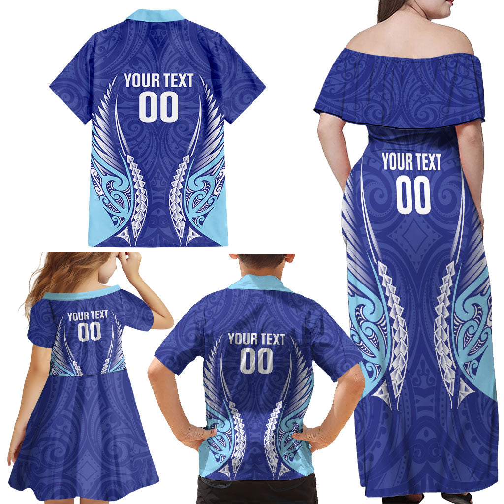 Northland 2026 Rugby Custom Family Matching Off Shoulder Maxi Dress and Hawaiian Shirt NZ Maori Silver Fern